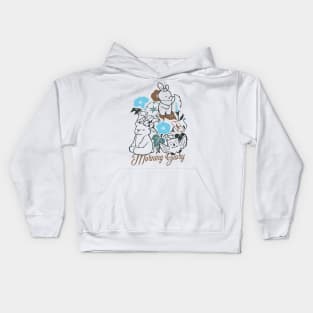 Animal Friends are Playing in the Morning Glory Garden Kids Hoodie